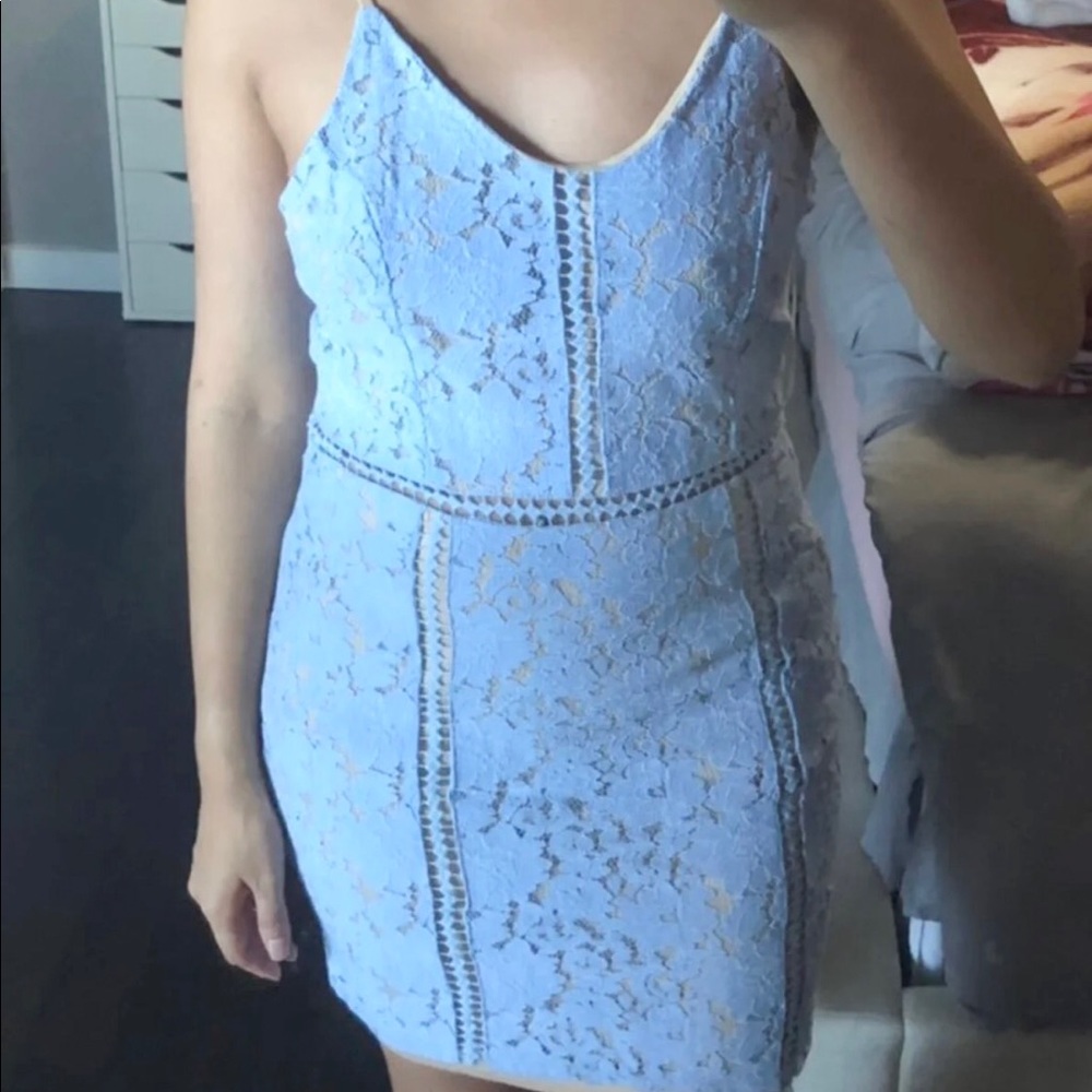 Blue crochet mini dress